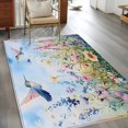 thumbnail image 2 of Watercolor Wildflower Area Rugs 4x6 ft Hummingbird Hand-painted Flowers Bird Washable Rug Non Slip Indoor Carpet Absorbent Floor Mat for Living Room Bedroom Dining Room, 2 of 9