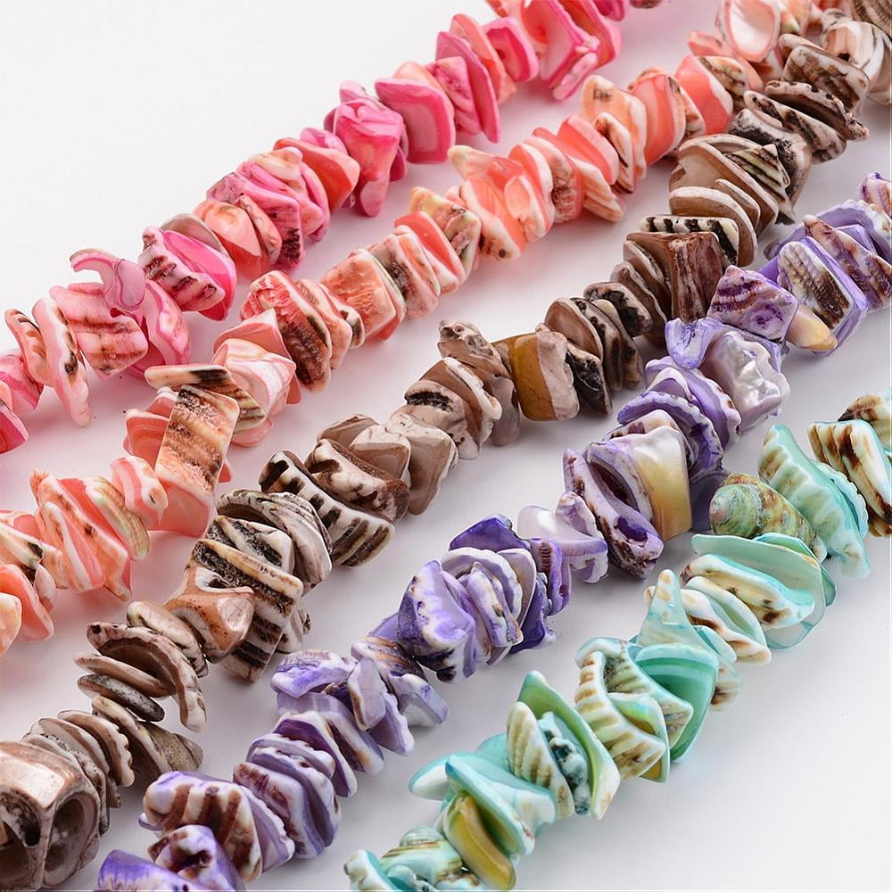10Strand Natural Shell Bead Strands Dyed Mixed Color 10~20x8~12x3~6mm Hole: 1mm 15.7 inch