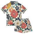 thumbnail image 2 of FORMRS Kids Short Sleeve Top and Pants Pajama Set Unisex Satin 2-Piece Sleepwear, Sizes 5-6Y, Red Flowers Pattern, 2 of 8