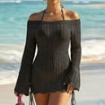 thumbnail image 2 of TaTaai Womens Off Shoulder Long Sleeve Midi Top Solid Color Casual Tunic Blouse Loose Fit Summer Cover Up Asian Fit Gift, 2 of 6
