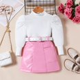 thumbnail image 4 of NIEWTR Baby Girl Fall Winter Outfits Contrast Color Candy Color Block Long Sleeve Sweatshirt Pants or Skirt Girls Sweatsuit Fall Clothes, 4 of 8