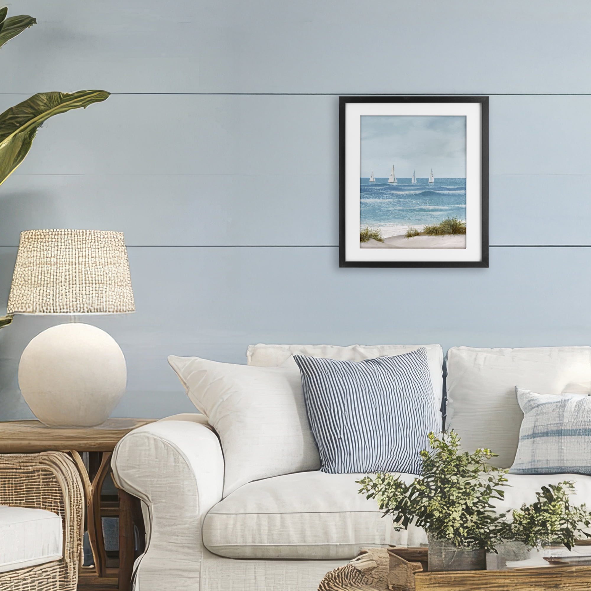 Stupell Industries Boats Sailing Away Black Framed Print Under Glass, design by Lorenzo Collective