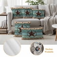 thumbnail image 6 of Western Texas Star Pillow Covers 2 Pack Retro Turquoise Wooden Rustic Farmhouse Pillowcase Waterproof Outdoor Throw Pillow Cover for Patio Balcony Rectangular Cushion 20”x12”, 6 of 9