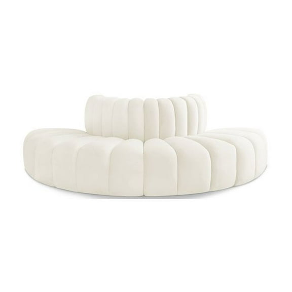 Meridian Furniture Arc Cream Velvet Modular Sectional