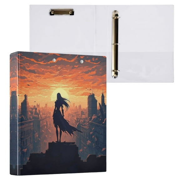 Elven Woman 3 Ring Hardcover Binders 1.5in Round Rings for Letter-Size Folder Paper Organizer Pockets for Office Student Recipe