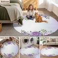 thumbnail image 5 of Spring Flowers Round Area Rug 3.3Ft Washable Circle Rugs for Dining Room Table, Botanical Purple Floral Leaaves Gradient Non-Slip Carpet Floor Mats Indoor Outdoor Carpet Runner Aesthetic Home Decor, 5 of 8