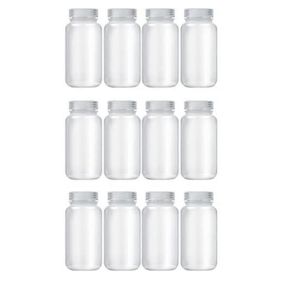 12 Pcs Pill Bottle Sample-Bottles Wide Mouth Reagent Bottle Plastic with Screw Caps Sample Containe