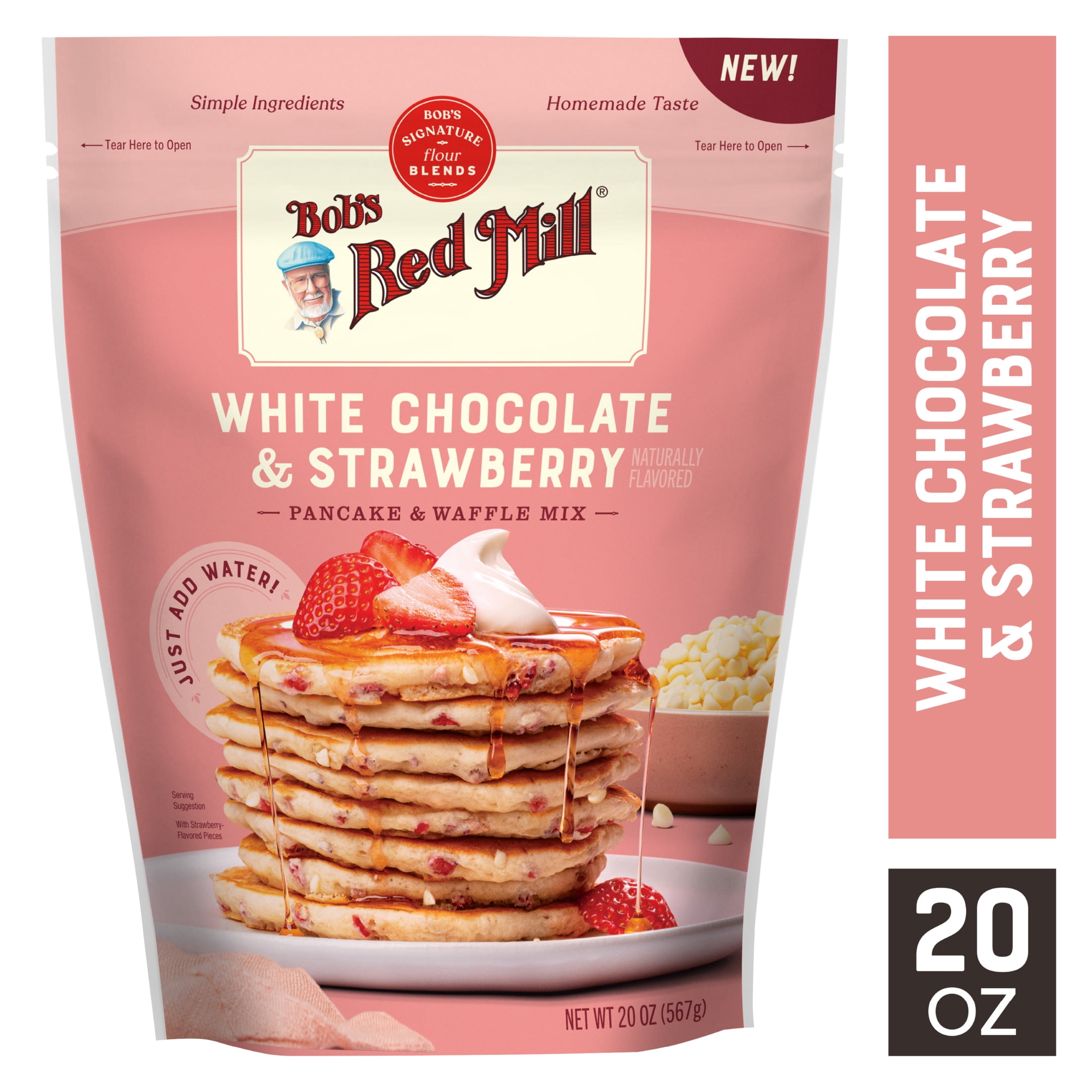 (2 pack) Bob's Red Mill White Chocolate & Strawberry Pancake & Waffle Mix 20 oz