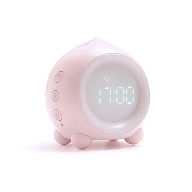 Reloj despertador digital LED para niños con luz, luz nocturna inteligente USB, música y calendario iluminado para niñas, niños y bebés. Ayuda a los niños a dormir.
