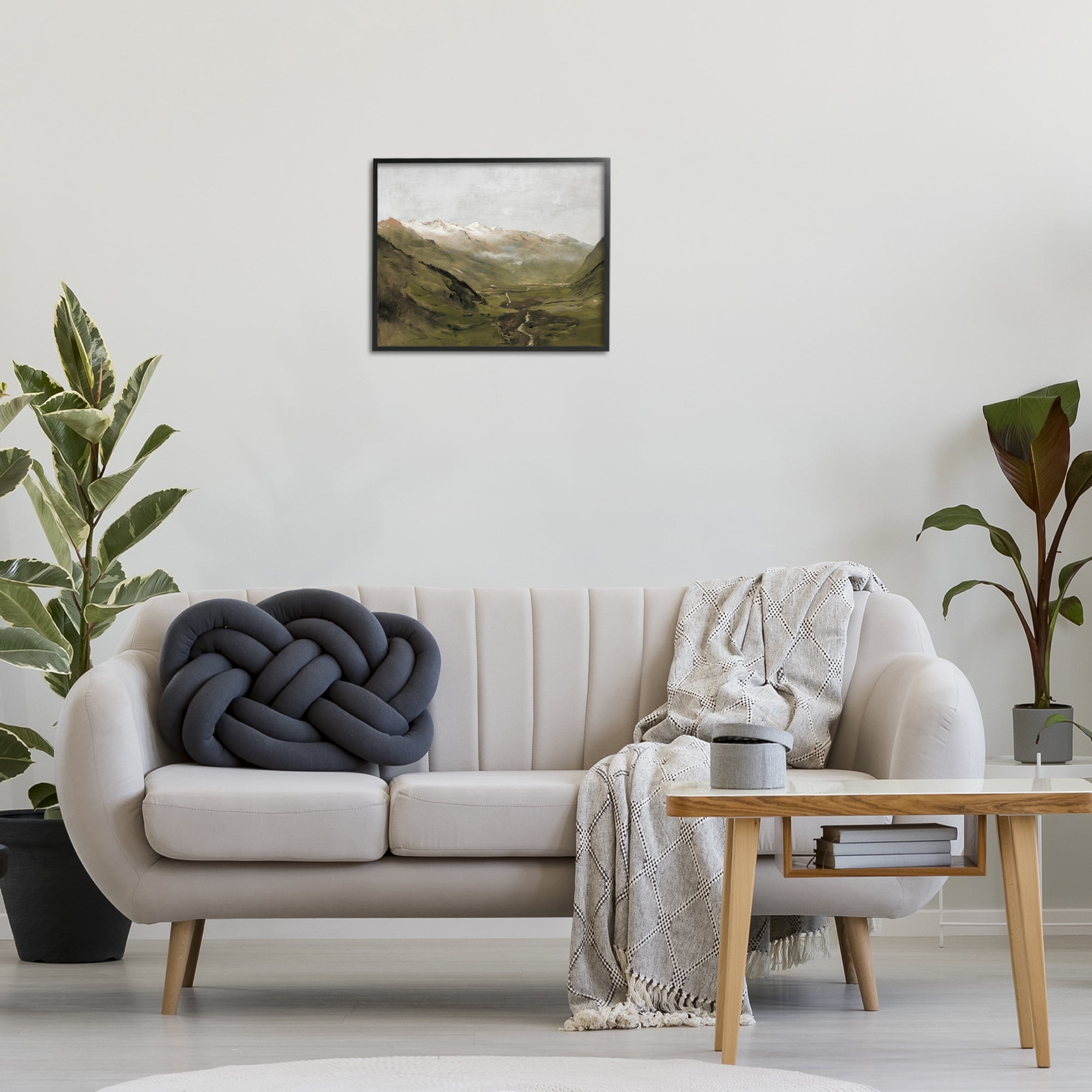 Stupell Industries Winding Valley Path Landscape Painting Black Framed Art Print Wall Art, 20 x 16