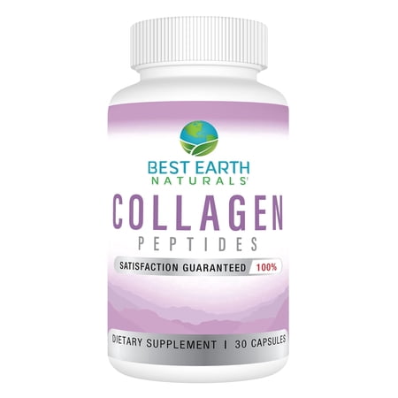 Best Earth Naturals Collagen Peptides Complex Type I, III Hydrolyzed Capsules Supplement for Healthy Hair, Skin, Nails Support 30 Count