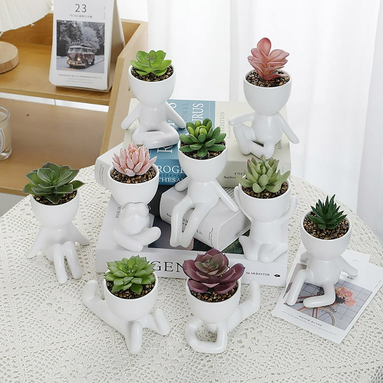 Cute Figure Ceramic Doll Flower Pot Decoration Planter Succulents Flower  Cactus Bonsai Bonsai Planter Container Creative Design For Home Office