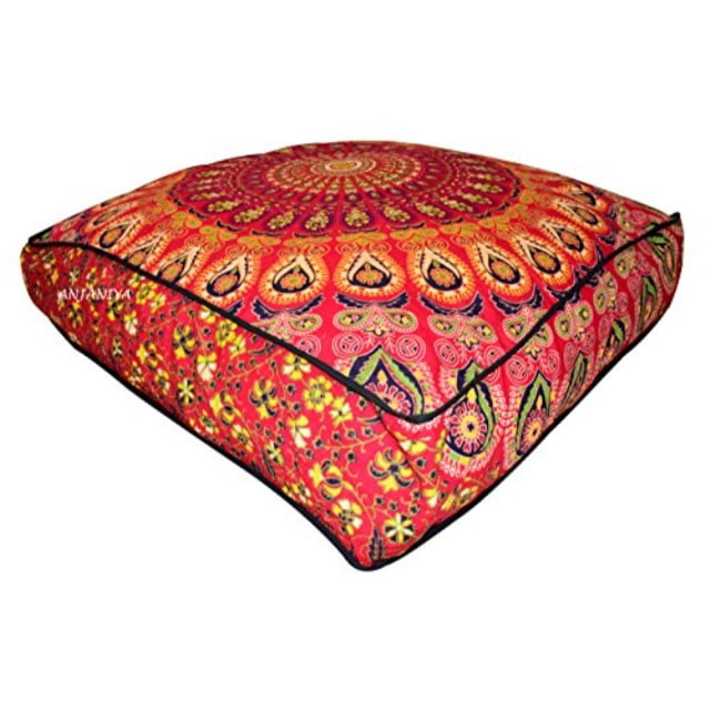 35/"x35/" Mandala Bohemian Yoga Meditation Large Square Bed Outdoor Floor Pillow