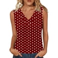 thumbnail image 2 of Tank Top for Women V Neck Sleeveless Casual Fashion Loose Fit Polka Dot Print Breathable Lightweight Summer Blouse Top, 2 of 6