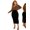Black, variant on Women's Surplice Neck Long Sleeve Slit Dress in Honey Shade with 95% Polyester and 5% Spandex Plus Size Friendly