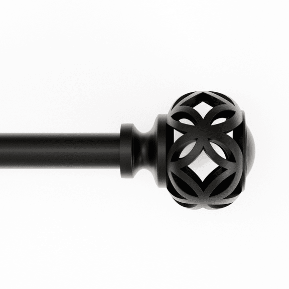 Mainstays 1/2" Black Filigree Knob Adjustable Single Curtain Rod Set, 28"-48”