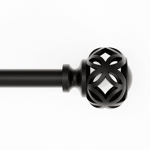 Mainstays 1/2" Black Filagree Knob Adjustable Curtain Rod Set, 28"-48"