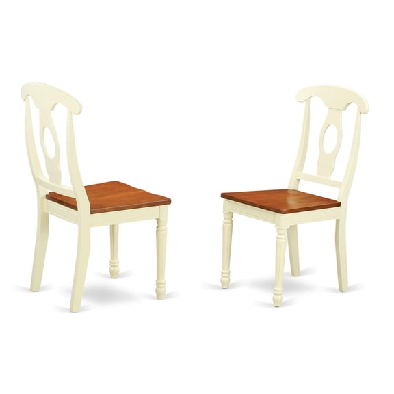 Atlin Designs 10" Wood Dining Chairs in Cream/Cherry (Set of 2)