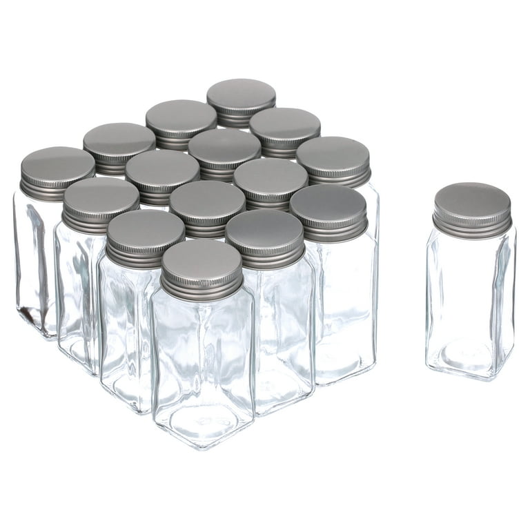25 Pcs Glass Spice Jars- Square Glass Containers With Square Empty