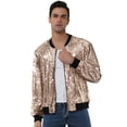 thumbnail image 2 of Chaqueta universitaria para hombre, fiesta de Halloween, disco, brillante, brillante, lentejuelas, chaqueta de bombardero Oro rosado M, 2 of 8