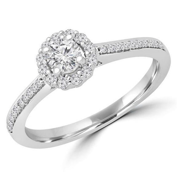 Majesty Diamonds MD190118-3 0.3 CTW Round Diamond Halo Engagement Ring in 14K White Gold - Size 3