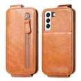 thumbnail image 2 of SaniMore for Samsung Galaxy S22 Magnetic Closure Top & Bottom Flip Wallet Case, Premium PU Leather Cover with Car Mount Card Slot & Adjustable Kickstand Full Body Protective Shell, Brown, 2 of 9