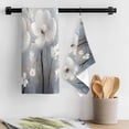 thumbnail image 3 of White Flowers Kitchen Towel Dish Cloths Set of 2, Microfiber Soft Kitchen Hand Towels, Retro Camellia Floral Spring Grey Modern Art Absorbent Quick Drying Dishcloths 18 x 28 Inches, 3 of 8