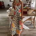 thumbnail image 4 of Leopard Print Autumn Leaves Pattern Sleeveless Dress Loose Women's Dress Dresses Luxury Evening Dresses, 4 of 9