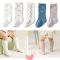 thumbnail image 5 of Cotton Ruffled Mid-tube Socks Baby Girls Boys Knee High Socks Cute Infant Striped Long Stockings, 5 of 9