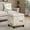 Cream White, variant on Homebeez Printed Linen Cube Storage Ottoman with Solid Wood Legs, Cube Footstool, Storage Cabinet, 18" H Weight Capacity 300LB Blue