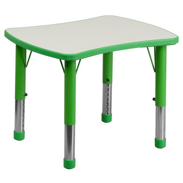Bowery Hill Table d'Activité Rectangulaire Incurvée en Plastique Vert