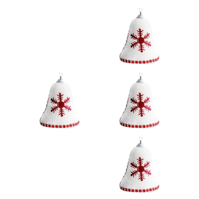 Adorno colgante de campana navideña, 4 piezas, material de espuma versátil, decoración para de Navidad, accesorios decorativos para bodas Copo de nieve rojo