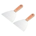 thumbnail image 1 of Uxcell 5" cuchillo de masilla de acero inoxidable herramienta raspadora con mango de madera para reparación de paredes y eliminación de pintura 2 paquetes, 1 of 6