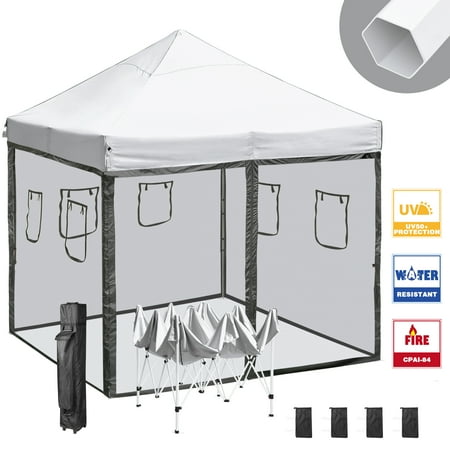 Instahibit® 10x10 ft Pop Up Canopy Tent & 4 Mesh Sidewalls ...