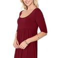 thumbnail image 4 of Women's Scoop Neck 3/4 Sleeve Relaxed Fit Babydoll Mini Dress, 4 of 4