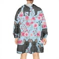 thumbnail image 2 of French Bulldog and Flower Wearable Oversized Blanket,Wearable Blanket Hoodie for Adults,Cozy Hooded Blankets with Super Pockets,Super Warm Fuzzy Pullover for Women & Men, 2 of 6