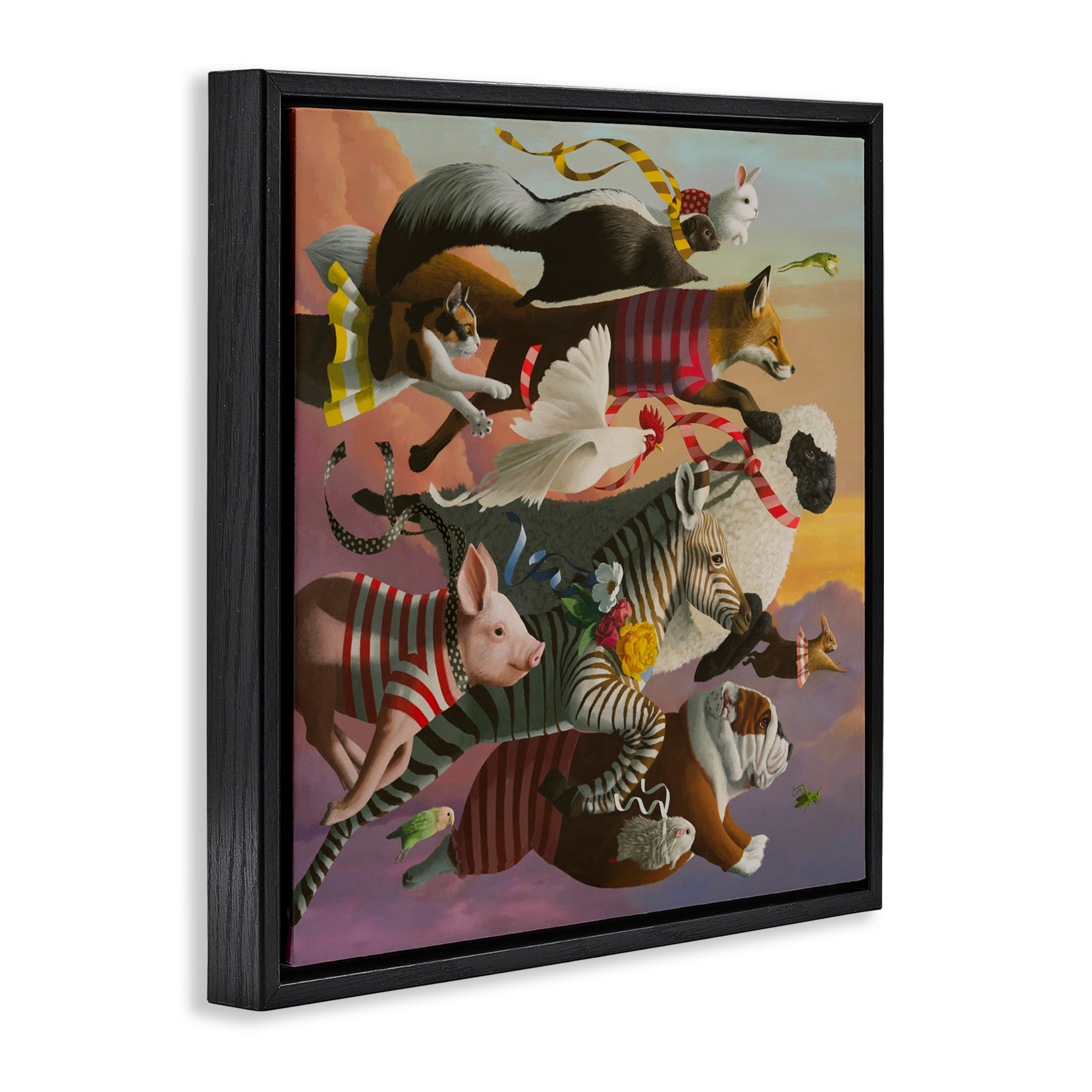 Thick As Thieves Animals Black Framed Floater Canvas Wall Art, design by Heather Gauthier