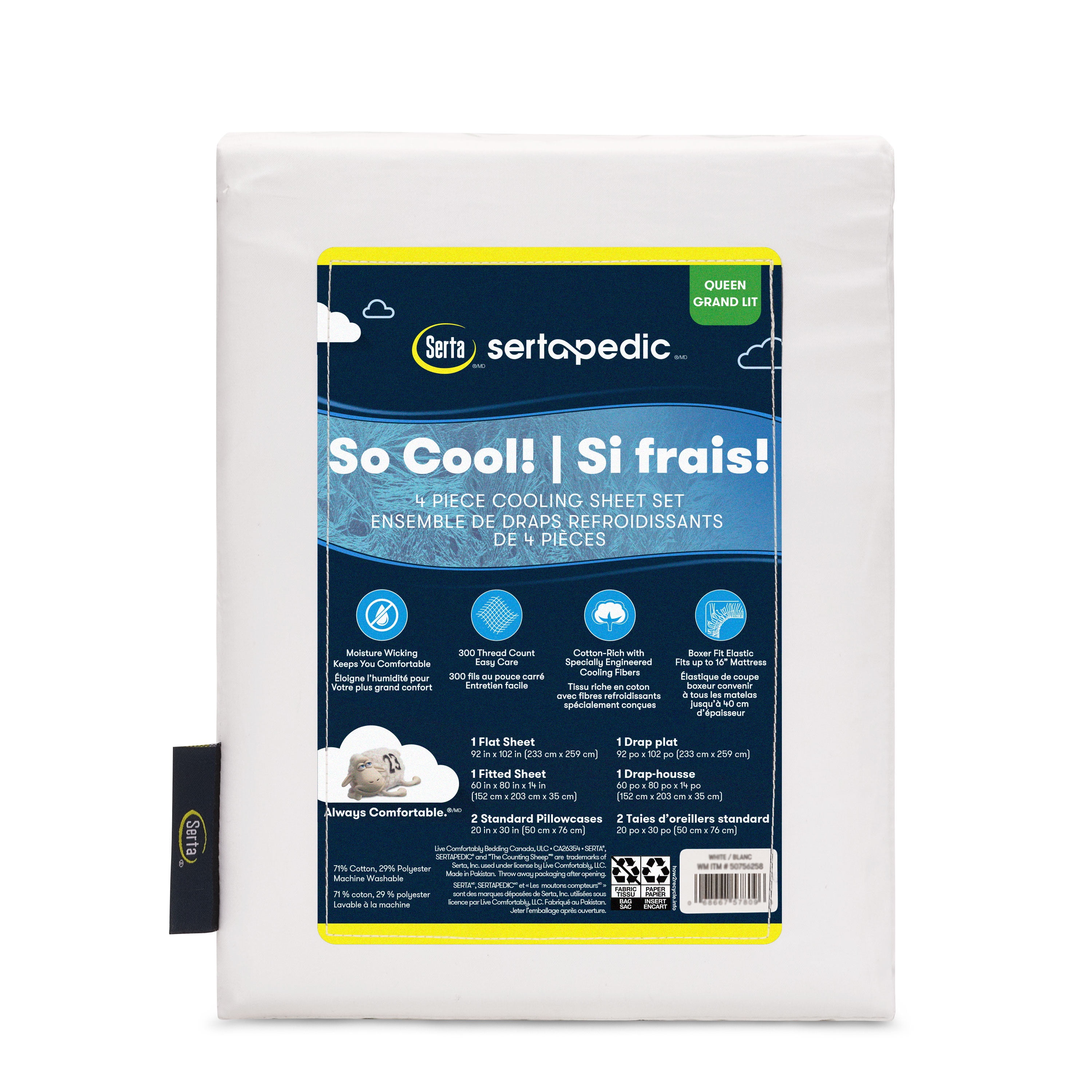 Ensemble de draps rafraîchissants 4pc Sertapedic So Cool