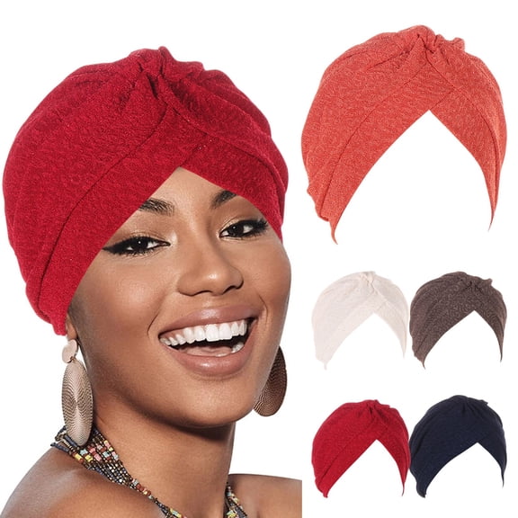 Multicolor Turban Beanie for Cancer Alopecia Polyester Beanie Twist Headscarf Pre-Tied Double Twisted Braid Hair Cover Wrap Hat Chemo Cancer Cap One Size