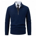 thumbnail image 5 of RYDCOT Mens Half Zip Fall and Winter Solid Color Fashionable Casual Stand up Collar Thick Sweater Navy, 5 of 9