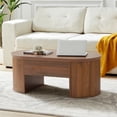 thumbnail image 4 of Wirrytor Lift Top Coffee Table with Storage and Open Storage Shelf, Oval Coffee Table for Living Room, Elliptical Arc Design, Fluted Center Table, Walnut Finish & Spacious Storage,, 4 of 10