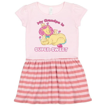 

Inktastic My Grandpa Is Super Sweet Cotton Candy Lions with Pink Mane Gift Toddler Girl Dress