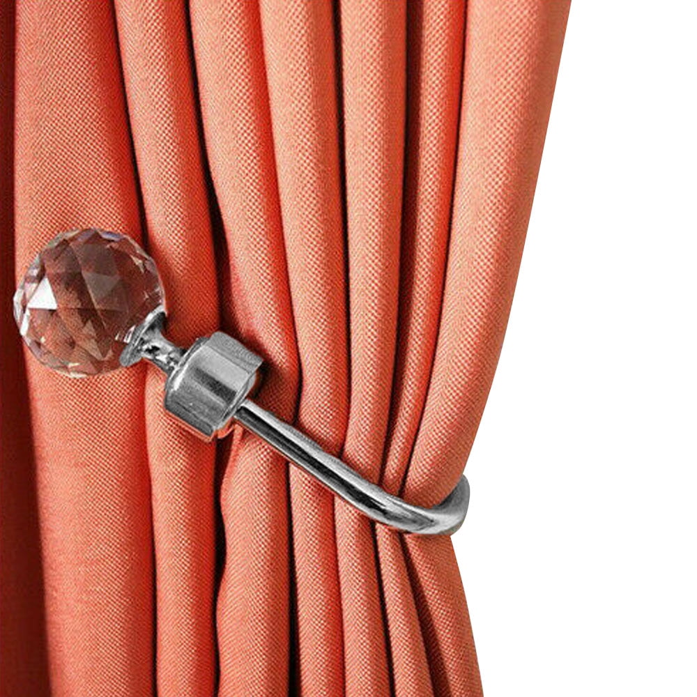 4Pcs Silver Crystal Metal Curtain Hold Backs Wall Hanger Hooks