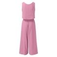 thumbnail image 5 of BYHONG Casual Outfits for Women Sleeveless Tank O Neck Top Short Button Top Wide Leg Pants Pocket Two Piece Suit Light Pink XXL, 5 of 5