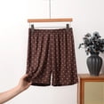 thumbnail image 2 of Shrysg Women's Plus Size Casual Pajama Shorts Summer Wide Leg Elastic Waist with Pockets Black Polka Dot Relaxed Fit Homewear Coffee, 2 of 6