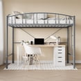 thumbnail image 4 of Loft Bed Twin Size, Heavy Duty Metal Loft Bed Frame with Arched Guardrail and Safety Ladder, Space-Saving, No Box Spring Needed, Gray, 4 of 7