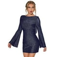 thumbnail image 3 of Women's Backless Flounce Sleeve Sparkling Mesh Mini Dress, 3 of 5