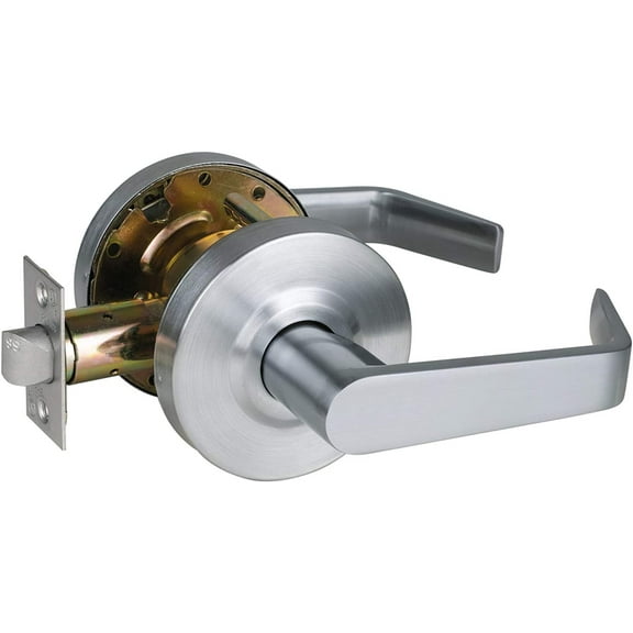 HISAFE Heavy Duty Commercial Passage Door Lever, Satin Chrome Finished Non-Locking Grade 2 Door Handle, UL 3 Hour Fire Rated Ergonomic Lever for School/Hotel Hallway, 70mm Latch C63
