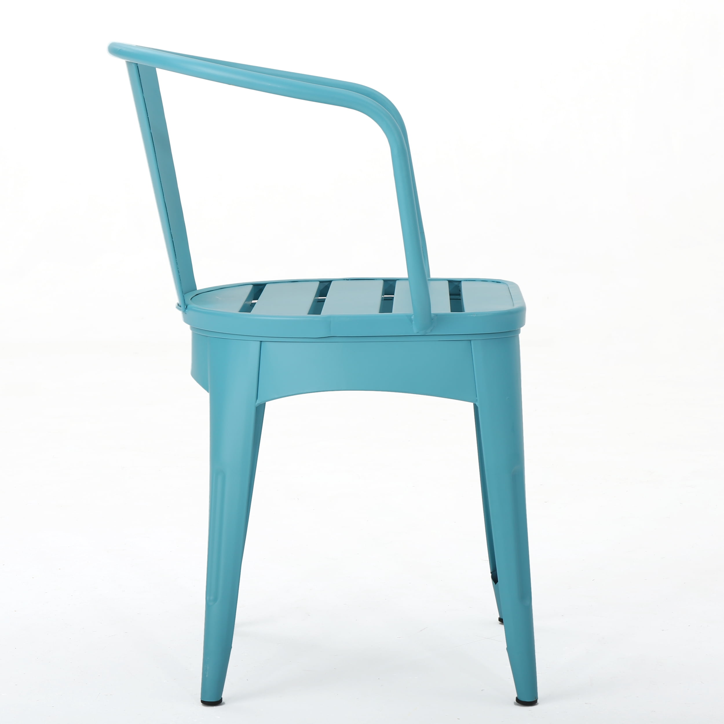 Outdoor 3 Piece Metal Frame Leisure Bistro Set, Combined Table and Chairs for Patio Garden, Mint Blue
