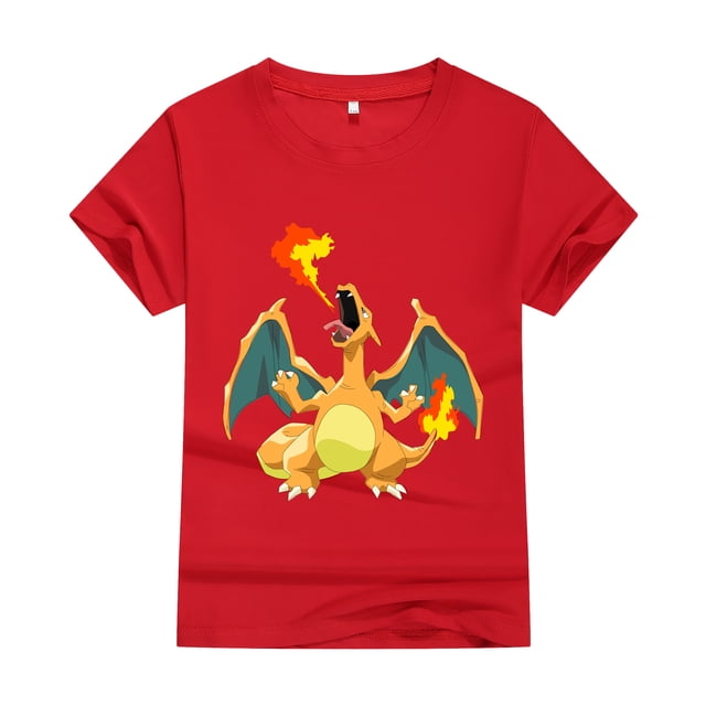Camiseta de manga corta para niños y niñas, ropa informal de moda feliz, 3T-14T, Charizard Pokemon, Tops para niños, nueva